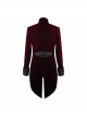 Gothic Embroidered Metal Nail Black Jacquard Red Velvet Dovetail Men Coat