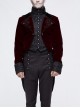 Gothic Embroidered Metal Nail Black Jacquard Red Velvet Dovetail Men Coat