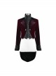 Gothic Embroidered Metal Nail Black Jacquard Red Velvet Dovetail Men Coat
