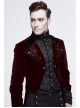 Gothic Embroidered Metal Nail Black Jacquard Red Velvet Dovetail Men Coat
