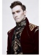 Gothic Black Jacquard Gold Faded Buttons Wine Red Fleece Men Long Coat