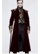 Gothic Black Jacquard Gold Faded Buttons Wine Red Fleece Men Long Coat
