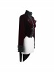 Gothic Black Jacquard Lapel Embroidered Metal Nail Women Wine Red Velveteen Swallowtail Coat