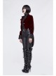 Gothic Black Jacquard Lapel Embroidered Metal Nail Women Wine Red Velveteen Swallowtail Coat
