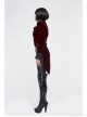 Gothic Black Jacquard Lapel Embroidered Metal Nail Women Wine Red Velveteen Swallowtail Coat