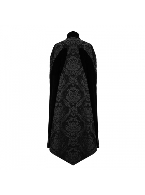 Removable Chain Pendant Short Front And Long Back Gothic Pattern  Black Cloak