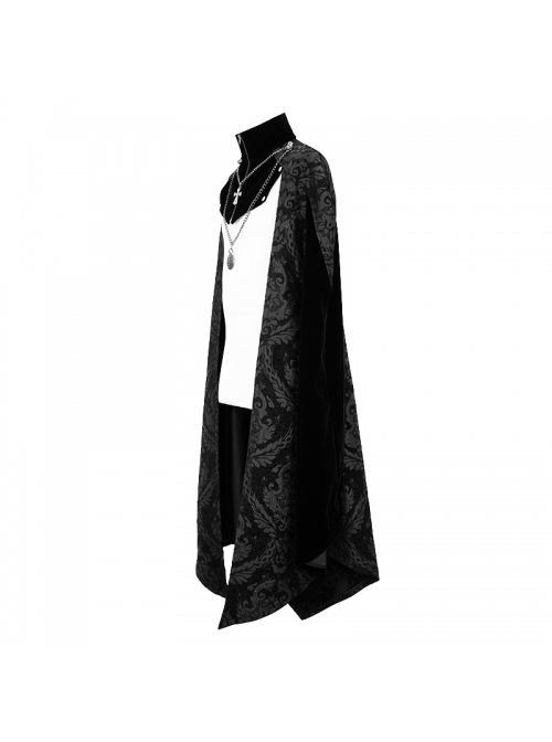 Removable Chain Pendant Short Front And Long Back Gothic Pattern  Black Cloak
