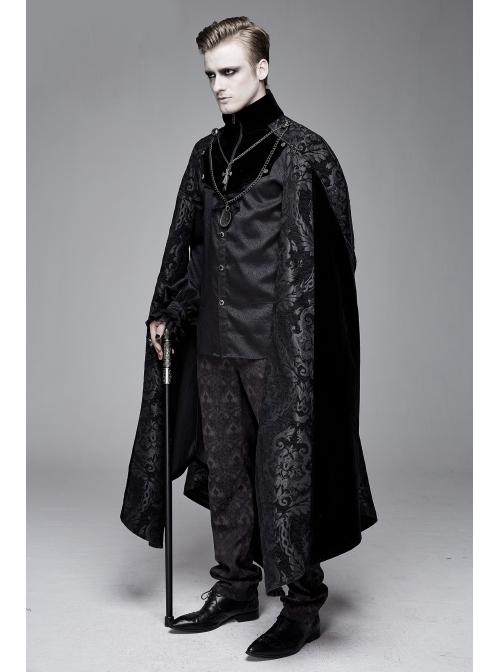 Removable Chain Pendant Short Front And Long Back Gothic Pattern  Black Cloak