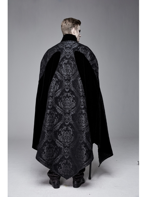 Removable Chain Pendant Short Front And Long Back Gothic Pattern  Black Cloak