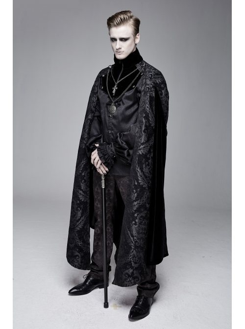 Removable Chain Pendant Short Front And Long Back Gothic Pattern  Black Cloak
