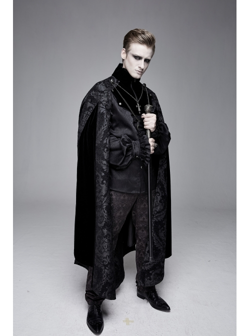 Removable Chain Pendant Short Front And Long Back Gothic Pattern  Black Cloak