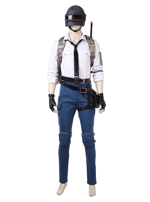 Playerunknown's Battlegrounds Men Role White Shirt Suit Halloween Cosplay Costume Full Set
