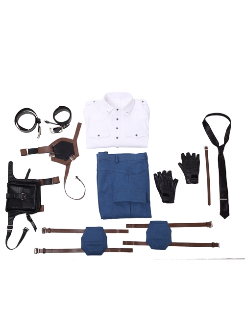 Playerunknown's Battlegrounds Men Role White Shirt Suit Halloween Cosplay Costume Full Set