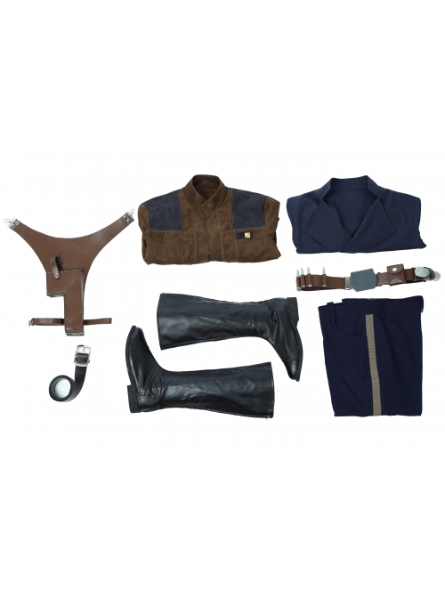 Star Wars Han Solo Brown Jacket Suit Halloween Cosplay Costume Full Set