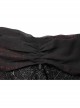 Chest Positioning Flower Pattern Off-Shoulder Black Gothic Knit Short T-Shirt