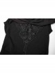 Chest Positioning Flower Pattern Off-Shoulder Black Gothic Knit Short T-Shirt
