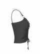 Chest Metal D-Buckle Rivet Woven Strap Lace-Up Hem Black Punk Knit Camisole