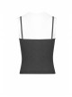 Chest Metal D-Buckle Rivet Woven Strap Lace-Up Hem Black Punk Knit Camisole