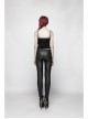 Chest Metal D-Buckle Rivet Woven Strap Lace-Up Hem Black Punk Knit Camisole