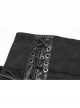 Black Woolen Waist Metal Buckle PU Leather Hasp Lace-Up Side Slit Punk Kilt