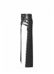 Black Woolen Waist Metal Buckle PU Leather Hasp Lace-Up Side Slit Punk Kilt
