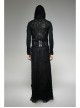Black Woolen Waist Metal Buckle PU Leather Hasp Lace-Up Side Slit Punk Kilt