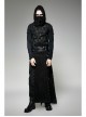 Black Woolen Waist Metal Buckle PU Leather Hasp Lace-Up Side Slit Punk Kilt