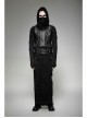 Black Woolen Waist Metal Buckle PU Leather Hasp Lace-Up Side Slit Punk Kilt