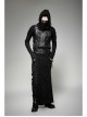 Black Woolen Waist Metal Buckle PU Leather Hasp Lace-Up Side Slit Punk Kilt