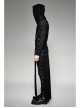 Black Woolen Waist Metal Buckle PU Leather Hasp Lace-Up Side Slit Punk Kilt