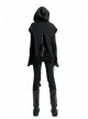 Lace Weave Strap Button Asymmetrical Rough Selvedge Hem Black Punk Hooded Short Cloak