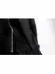 Lace Weave Strap Button Asymmetrical Rough Selvedge Hem Black Punk Hooded Short Cloak