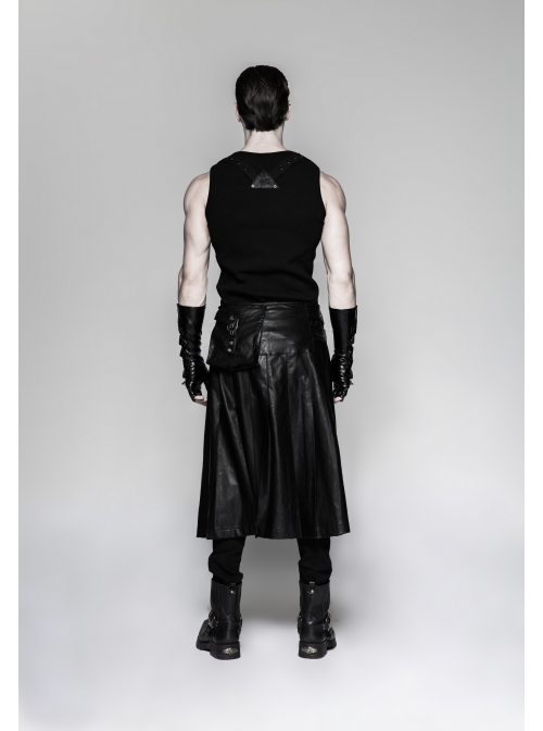 Metal Buckle Hasp Rivet Splice Mesh Black Punk Leather Gloves