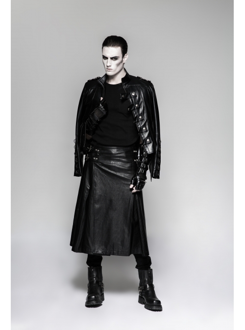 Metal Buckle Hasp Rivet Splice Mesh Black Punk Leather Gloves