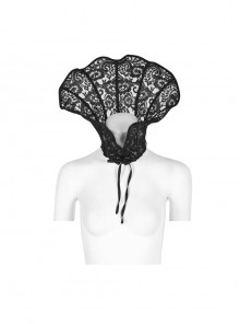 Lace-Up Stand-Up Black Gothic Positioning Lace Headdress