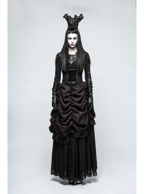 Lace-Up Stand-Up Black Gothic Positioning Lace Headdress