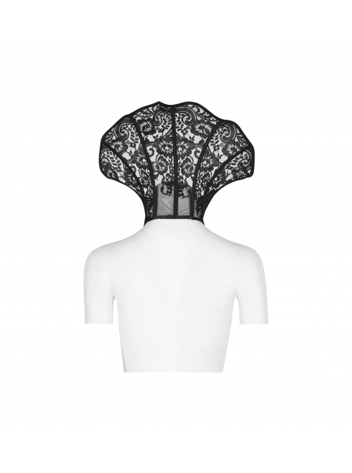 Lace-Up Stand-Up Black Gothic Positioning Lace Headdress