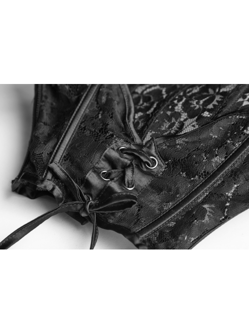 Lace-Up Stand-Up Black Gothic Positioning Lace Headdress