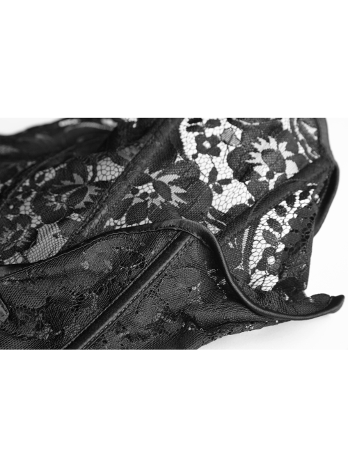 Lace-Up Stand-Up Black Gothic Positioning Lace Headdress