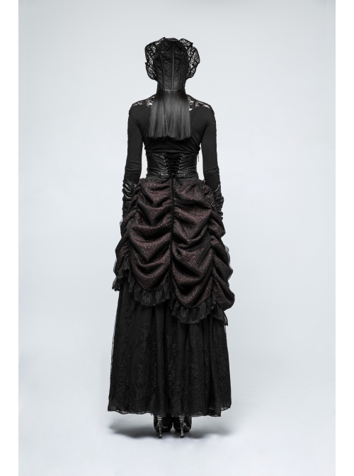 Lace-Up Stand-Up Black Gothic Positioning Lace Headdress