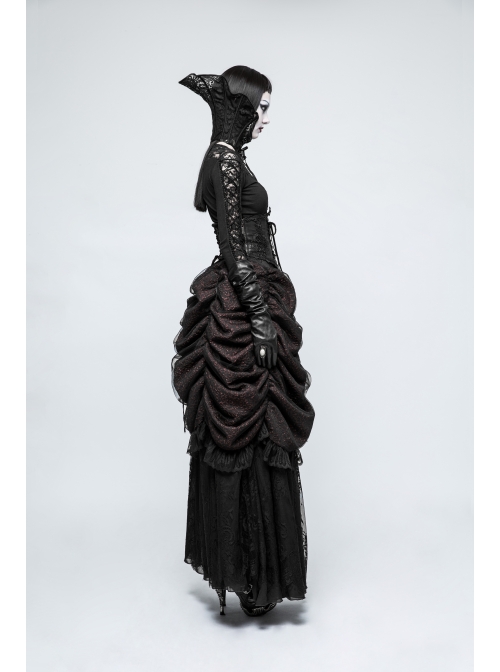 Lace-Up Stand-Up Black Gothic Positioning Lace Headdress