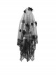 Diaphanous Flowing Mesh Lacey Lace 3D Flower Decoration Black Gothic Veil