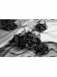 Diaphanous Flowing Mesh Lacey Lace 3D Flower Decoration Black Gothic Veil