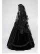 Diaphanous Flowing Mesh Lacey Lace 3D Flower Decoration Black Gothic Veil