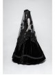 Diaphanous Flowing Mesh Lacey Lace 3D Flower Decoration Black Gothic Veil