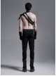 Metal Buckle Hasp Lace-Up One-Shoulder Stand-Up Collar Black Punk Leather Armor Accessory