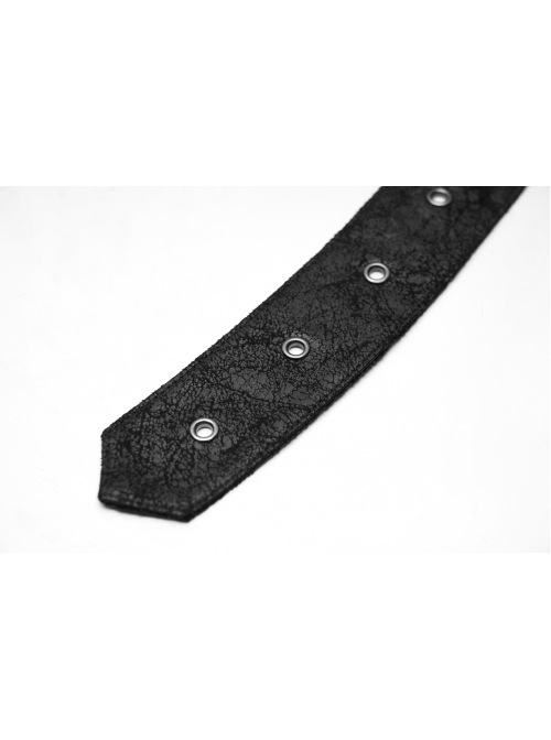 Metal Buckle Hasp Lace-Up One-Shoulder Stand-Up Collar Black Punk Leather Armor Accessory