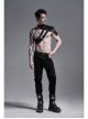 Metal Buckle Hasp Lace-Up One-Shoulder Stand-Up Collar Black Punk Leather Armor Accessory