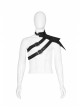 Metal Buckle Hasp Lace-Up One-Shoulder Stand-Up Collar Black Punk Leather Armor Accessory