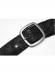 Metal Buckle Hasp Lace-Up One-Shoulder Stand-Up Collar Black Punk Leather Armor Accessory